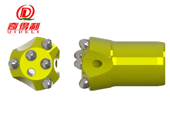 Air Leg Rock Taper Button Bit , 5 Pcs 32mm - 42mm H Thread Rock Drill Bits